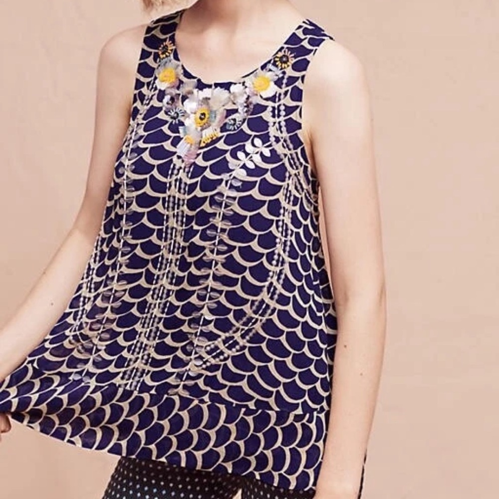 Moulinette Soeurs for Anthropologie Embellished Scallop Tank – Size L (NWT)